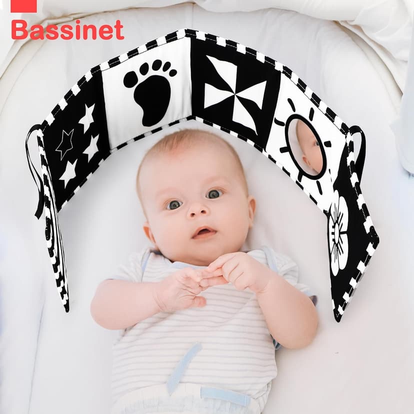 URMYWO Black and White Baby Toys, Tummy Time High Contrast Newborn Toys 0-3 Months, Soft Baby Book, Visual Stimulation Montessori Sensory Infant Toys 0-6-12 Months, Shower Gift for Boys Girls