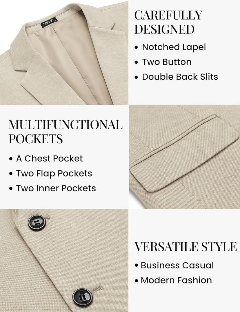 COOFANDY Mens Casual Blazer Knit Sport Coat Lightweight Two Button Suit Jacket