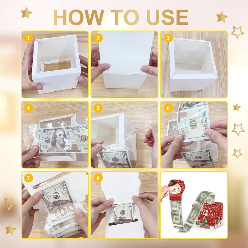 Christmas Party Gifts, Christmas Money Box for Cash Pull, Christmas Money Pull Box with Snowman Card and Transparent Bags, Christmas Money Pull Box, Christmas Money Pull Box for Kids Adults