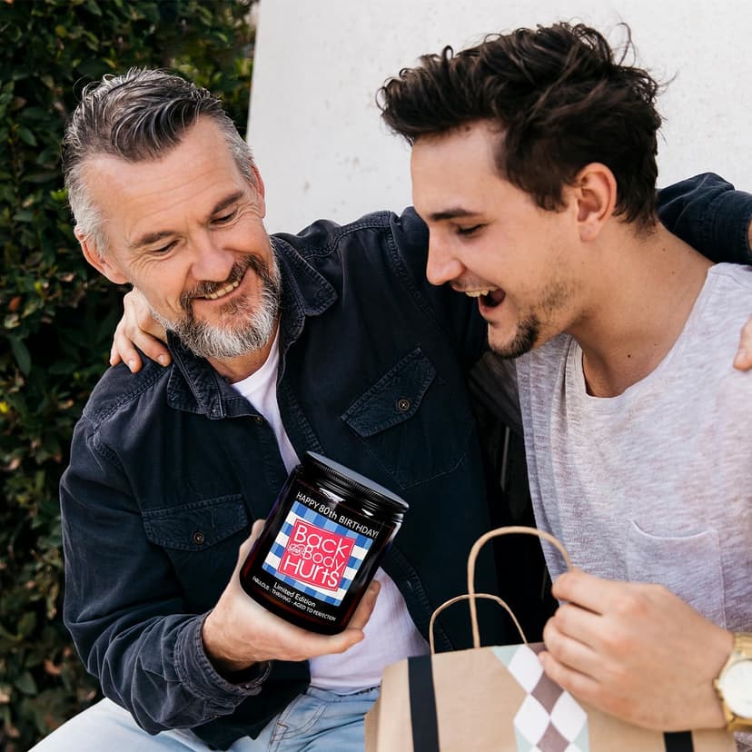 80th Birthday Gifts for Women, 80th Birthday Gifts for Men, Happy Decorations Scented Candles for Dad Mom Card Cake Topper Napkins Banner Balloons Party Best 80 Year Old Ideas