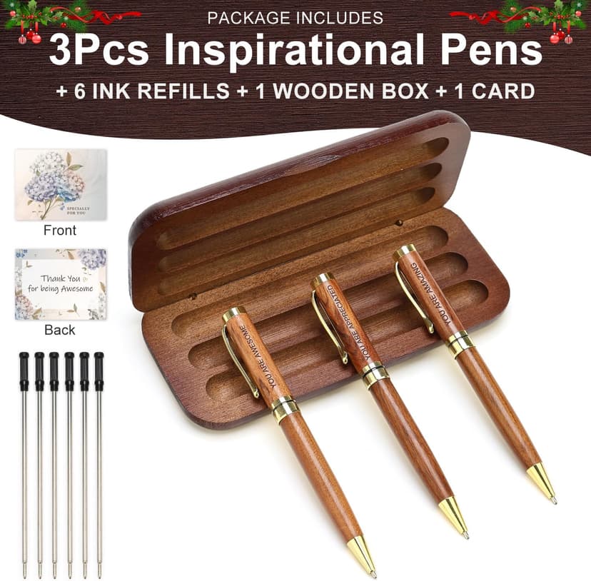 Luxury Wooden Pen Set Thank You Gifts for Women Men Friends Cool Teacher Boss Appreciation Gift for Female Coworkers Nice Engraved Pens Gifts Office Business Pens Work Employee Gratitude Gift