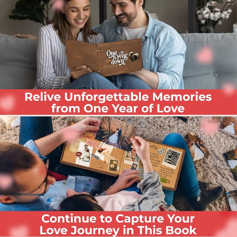 1 Year Anniversary Boyfriend Gifts - One Year Anniversary Dating Gifts For Her Girlfriend, First Paper Anniversary For Him Men, 1 Year Anniversary Scrapbook, 1st Anniversary Wedding Gift