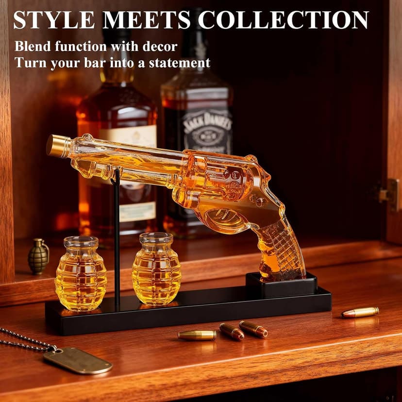 PONPUR Gifts for Men Dad, Whiskey Decanter Set with 2 Glasses, Dad Christmas Birthday Gifts, House Warming Anniversary Presents for Husband Him, Cool Whiskey Bourbon Gifts for Mens