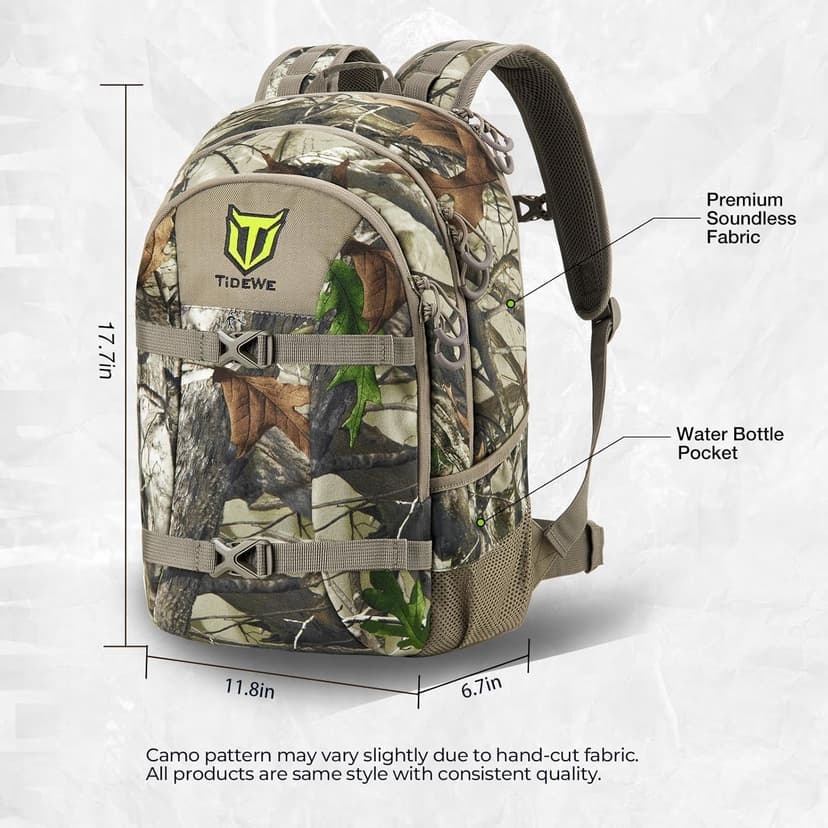 TIDEWE Hunting Backpack with Waterproof Rain Cover, 25L Hunting Pack, Durable Hunting Day Pack for Bow Rifle Gun