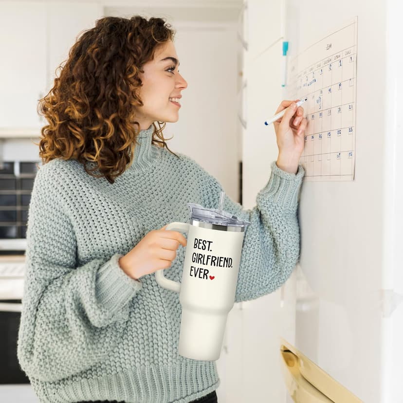 Gifts for Girlfriend - Girlfriend Gifts for Women - Anniversary, Valentines, Birthday Cup for Her - Romantic Love Glass for Couple - 40 Oz Stainless Steel Tumbler with Lid