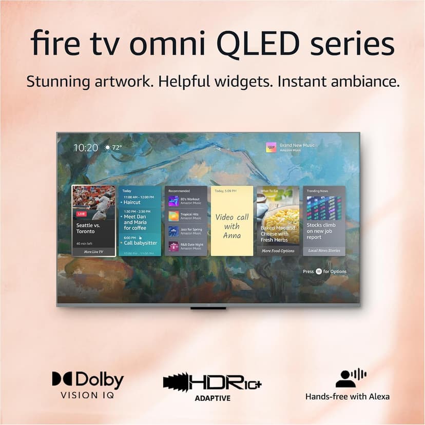 Amazon Fire TV 65" Omni QLED Series 4K UHD smart TV, Dolby Vision IQ, Fire TV Ambient Experience, local dimming, hands-free with Alexa