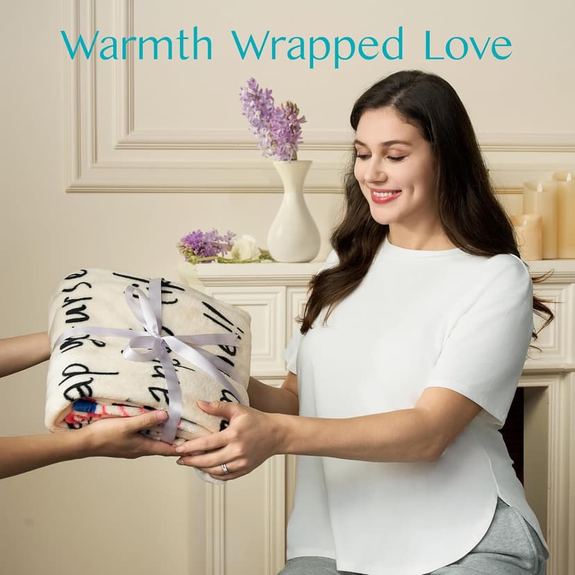 Joiedomi Birthday Gifts for Mom Soft Flannel Mom Blanket for Women Wife Grandma Mothers Day Anniversary Present from Daughter Son 50" x 60" Ivory White