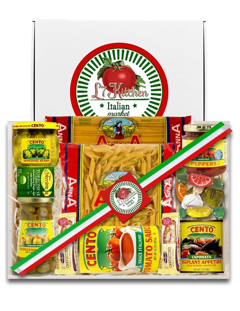 Family Style Imported Italian Gift Basket with Pasta, Sauce, Antipasto and More