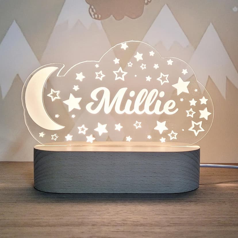 Custom Night Light Cute Personalized Baby Gifts Cloud Butterfly Rainbow Moon & Stars Customized Name Gifts Perfect Personalized Baby Girl Gifts and Customized Baby Gifts