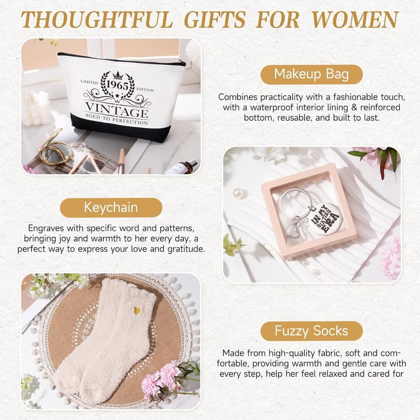 60th Birthday Gifts for Her Women, Cool Gifts for 60 Year Old Woman, Sixty Birthday Tote Bag Glass Cup Candle Gift Basket Ideas Daughter Mom Sister Friend Wife Coworkers
