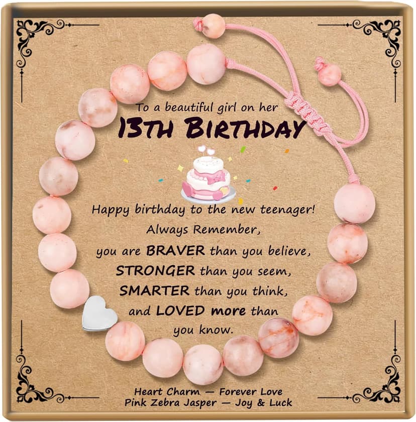 Sereney Birthday Gifts for Girls, Beaded Bracelets as 1 3 4 5 6 7 8 9 10 11 12 13 15 16 Year Old Birthday Gift, Adjustable Stone/Pearl Bracelet as Happy Birthday Gifts for Daughter Granddaughter Niece