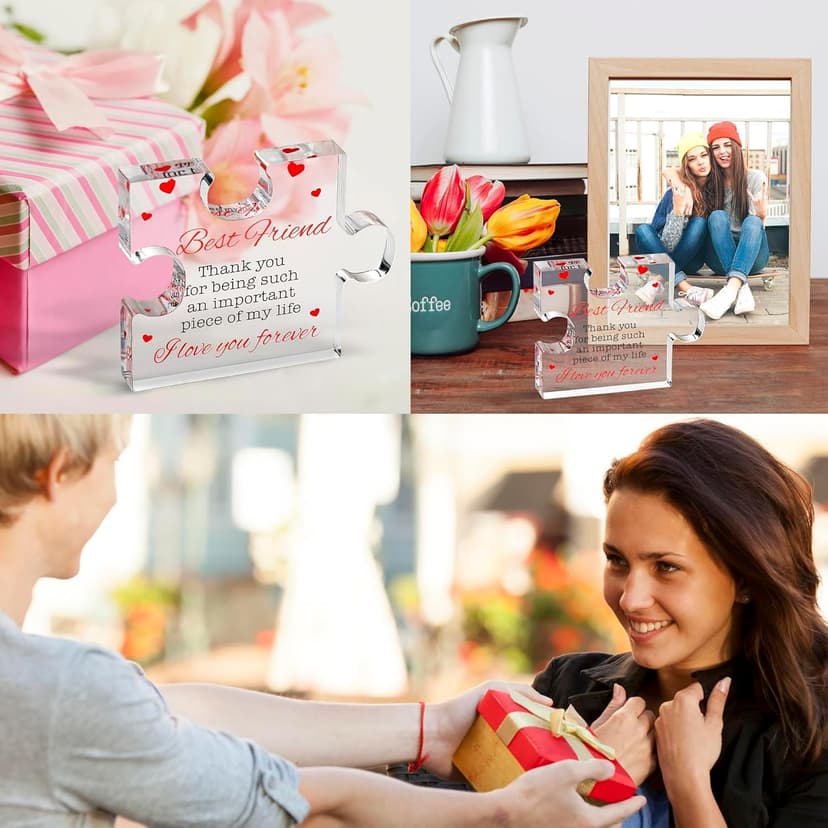 Friendship Gifts - Acrylic Block Puzzle Friendship for Her - Long Distance Relationship Gift, Bestie Gifts Paperweights