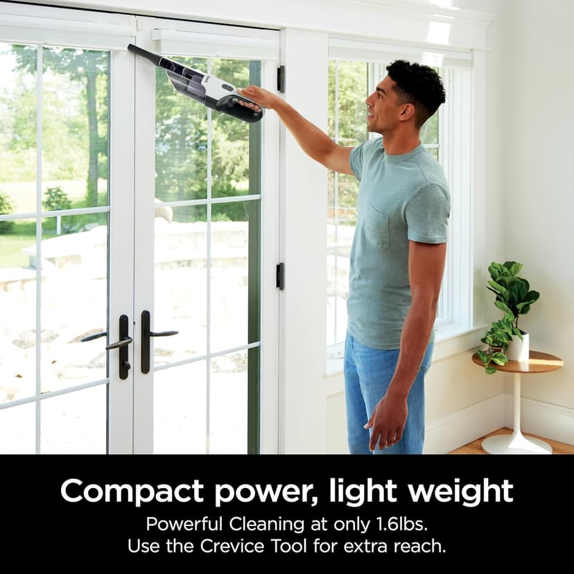 Shark Cyclone PET Handheld Vacuum with, HyperVelocity Suction, Powerful Pet Hair Pickup, Lightweight, XL Dust Cup, Including Upholstery Tool, 8" Crevice Tool, Scrubbing Brush, Pearl White, AA701