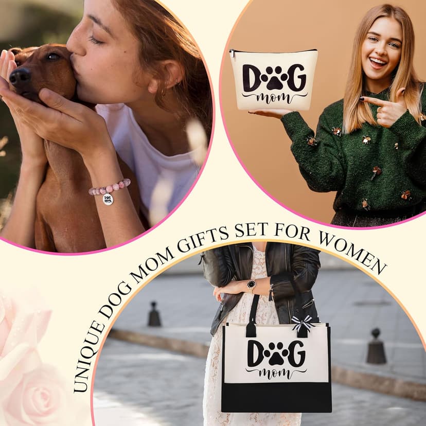JoycuFF Dog Mom Gifts for Women, Mothers Day Birthday Christmas Gifts for Dog Mom Best Friend Sister Daughter Women Tote Bag