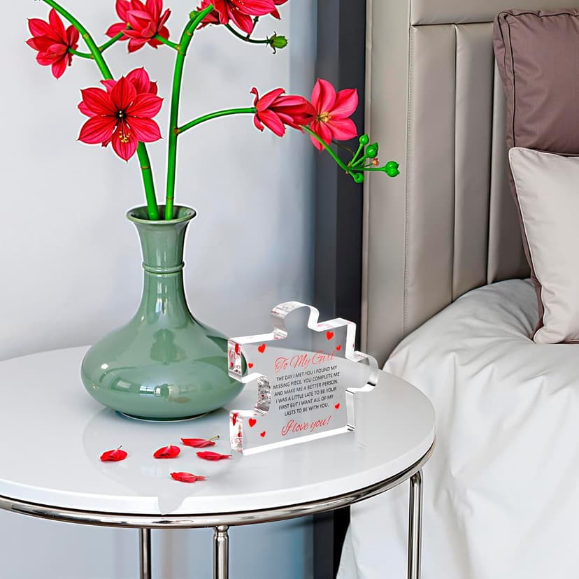 Romantic Gifts for Girlfriend - to My Girl Sentimental Gifts for Women - Engraved Acrylic Block Puzzle - Valentine's Day Gifts for Her for Her - Fiance Birthday Gifts for Women