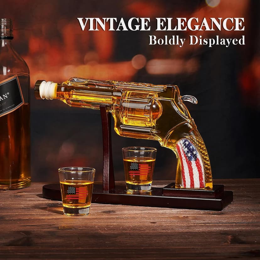 Gifts for Men Dad, Unique Christmas Anniversary Birthday Gift for Him Husband, 9 Oz Whiskey Decanter Set with 2 Oz Shot Glasses, Cool Persinalized Presents liquor dispenser for Home Bar