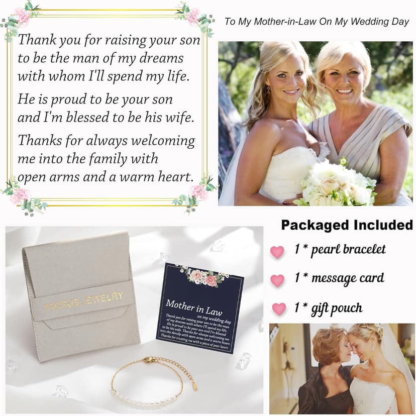 Tarsus Artificial Pearl Bracelet for Women, Mom/Mother-in-Law/Nana/Aunt/Grandma, Birthday Christmas Mothers Day Wedding Day