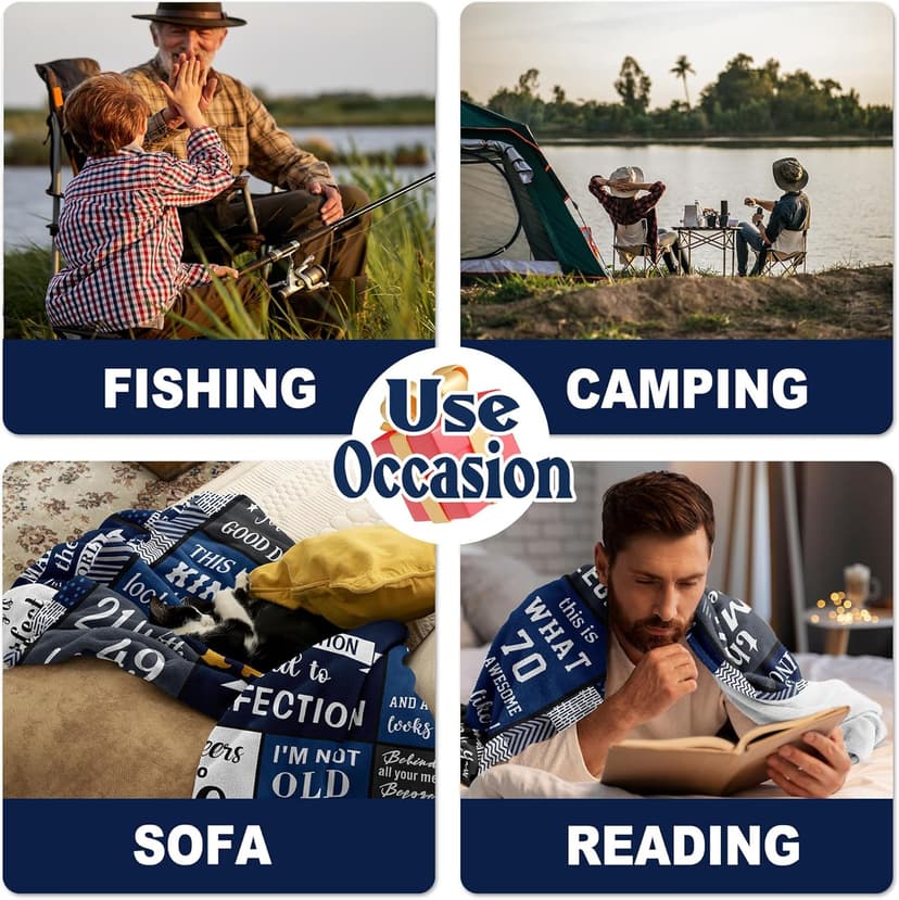 Ryubein 70th Birthday Gifts for Men, 70 Year Old Birthday Gifts for Men, Best Gifts for 70 Year Old Man, 1955 Birthday Gifts for Man, 70th Birthday Decorations Ideas Present Throw Blanket 50" X 60"