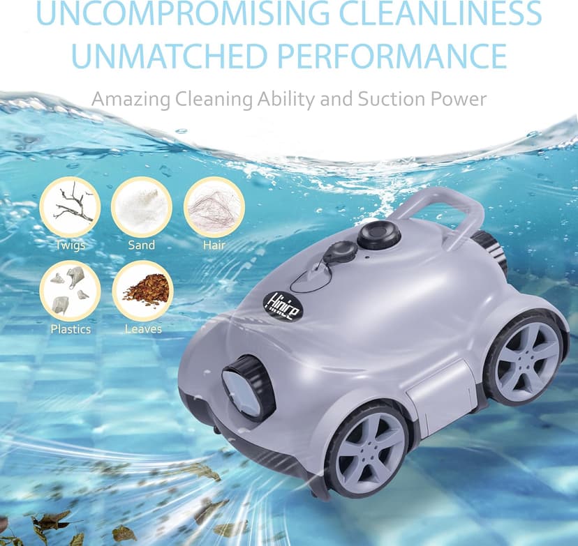Cordless Robotic Pool Cleaner,Automatic Pool Vacuum Robot for In-Ground/Above Ground Pools,150 Min Runtime, IPX8 Waterproof, 2200 Sq Ft Coverage (Grey)