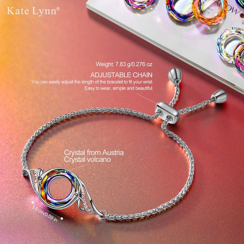 Kate Lynn ♥ Rise From the Ashes Phoenix Bracelet Made with Crystals from Austria, Adjustable Slider Bracelet for Women, Packaged with Jewelry Box, Birthday Gift for Women, Symbol of Luck and Renewal