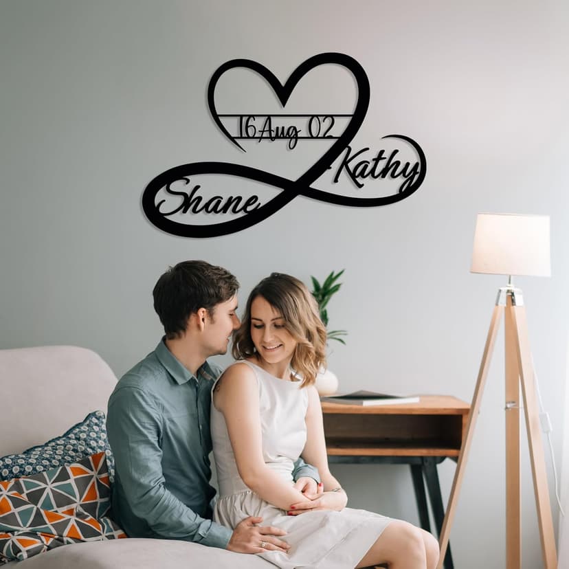 Personalized Valentines Metal Wall Sign, Custom Infinity Heart Love Couple Name Sign, Valentine's Wedding Gifts for Couples, Metal Engagement Sign, Home Decoration, Gift for Anniversary