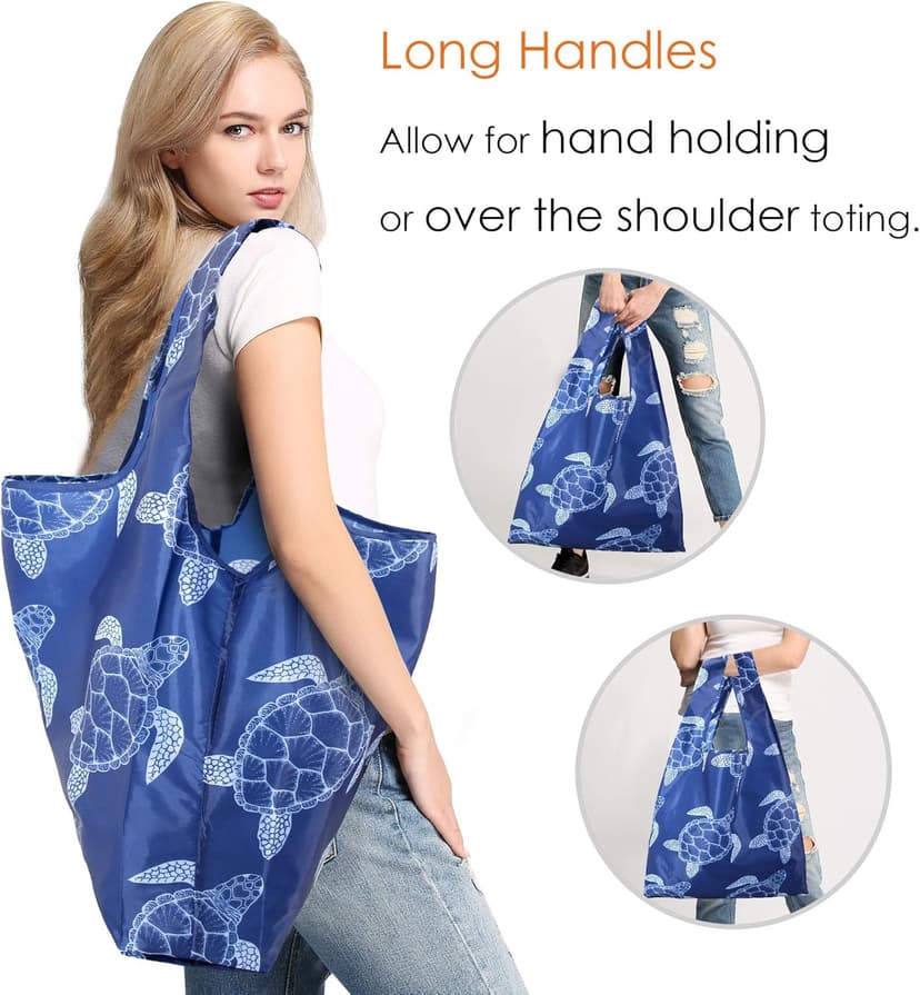 BeeGreen Reusable Grocery Bags Foldable 12 Pack Large Cute Totes - Heavy Duty Washable Holiday Cloth Gifts Bag with Handles, Reusable Gift Bulk Shopping Bags for Groceries for Women Animal Lover​