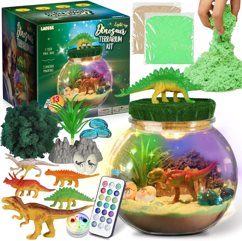 Dinosaur Toys for Kids - Dinosaurs Terrarium Kit for Kids - Birthday Gifts for Boy Ages 4 5 6 7 8-12 Year Old - DIY Dino Toys for Boys - Arts and Crafts Kit for Kid