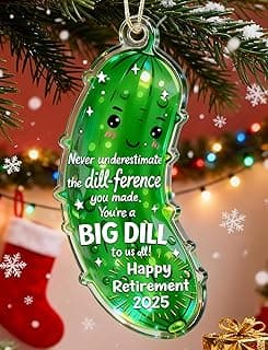 MAMAGIFTREE Christmas Ornament 2025 - Funny Retirement Gifts for Women, Men, Coworker, Boss - Big Dill Keepsake, Happy Retirement Decorations