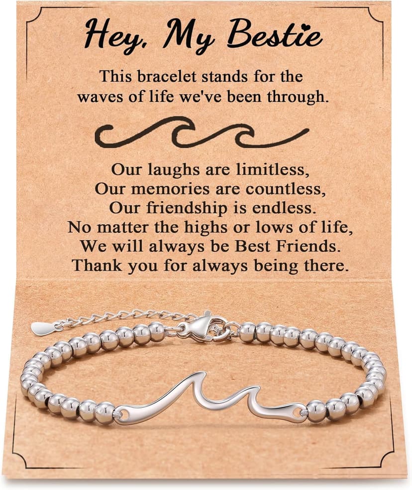 Tarsus Gift for Friends, The Waves of Life We've Through Together, Woman Friendship Gifts Idea, Wave Bracelet for Best Friend Bestie Soul Sister Birthday Gifts For Her