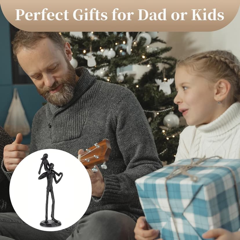 Sziqiqi Dad Gifts from Daughter: Dad Daughter Iron Figurine Father Daughter Decoration for Fathers Day Wedding Christmas Birthday Gifts Statue for Son Husband