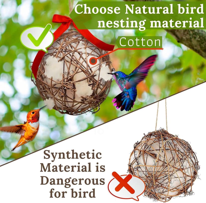 Hummingbird Nesters - Bird Nesting Material Holder for Wild Birds - Humming Bird House Materials Gifts for Bird Watching Nature Lovers - Refillable Outdoor Nesting Station to Build a Nest