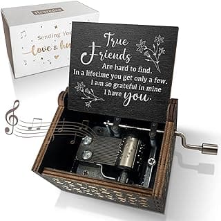 True Friendship Gifts for Women Female You are My Sunshine Wooden Music Box-True Friends are Hard to Find,I am so Grateful in Mine I Have You Keepsake Box for Friends(Black)