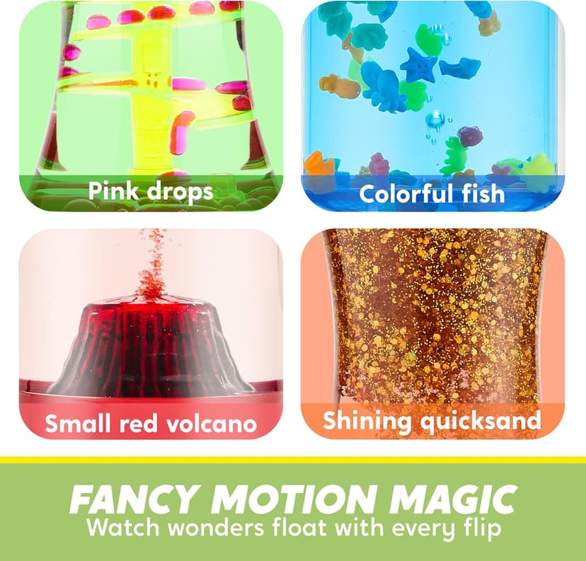 JOYIN 4-Pack Fidget Tubes for Kids, Sensory Tubes, Stress Relief Toy, Speech Therapy, Calming Toys for Children with Autism, Calm Down Corner Classroom Supplies, Christmas School Gifts for Toddlers