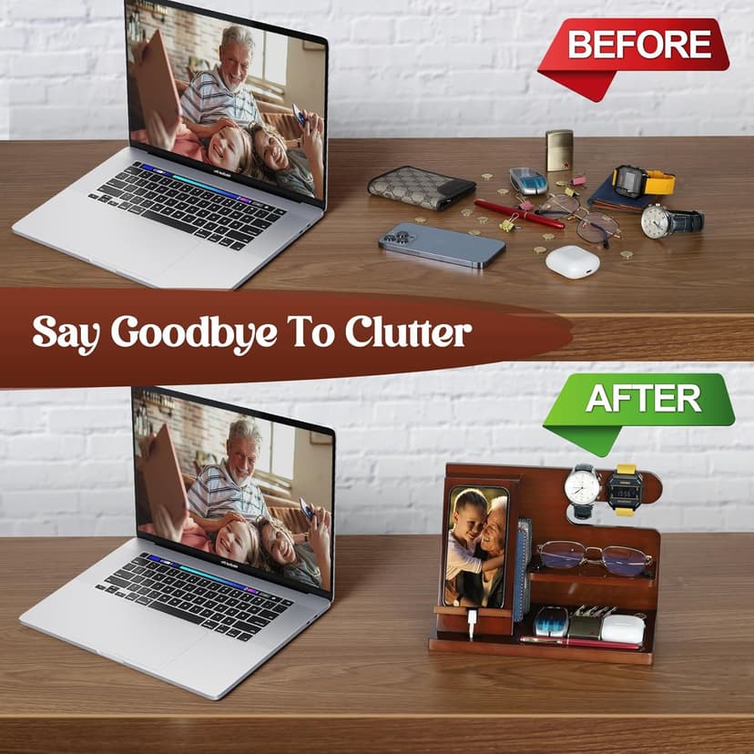 Grandpa Gifts, Fathers Day Grandpa Gifts, Wood Phone Docking Station, Fathers Day Birthday Christmas Stocking Stuffers from Grandkids, Nightstand Organizer