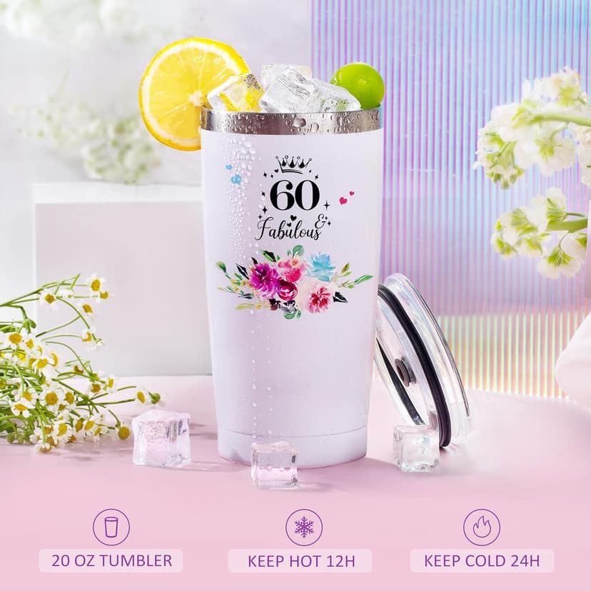 60th Birthday Gifts for Women,Happy 60th Birthday Gifts for Her Friends Mom Wife Sister Coworker,Tumblers Gifts Set for 60 Year Old Women,Funny 60 Birthday Gifts Ideas