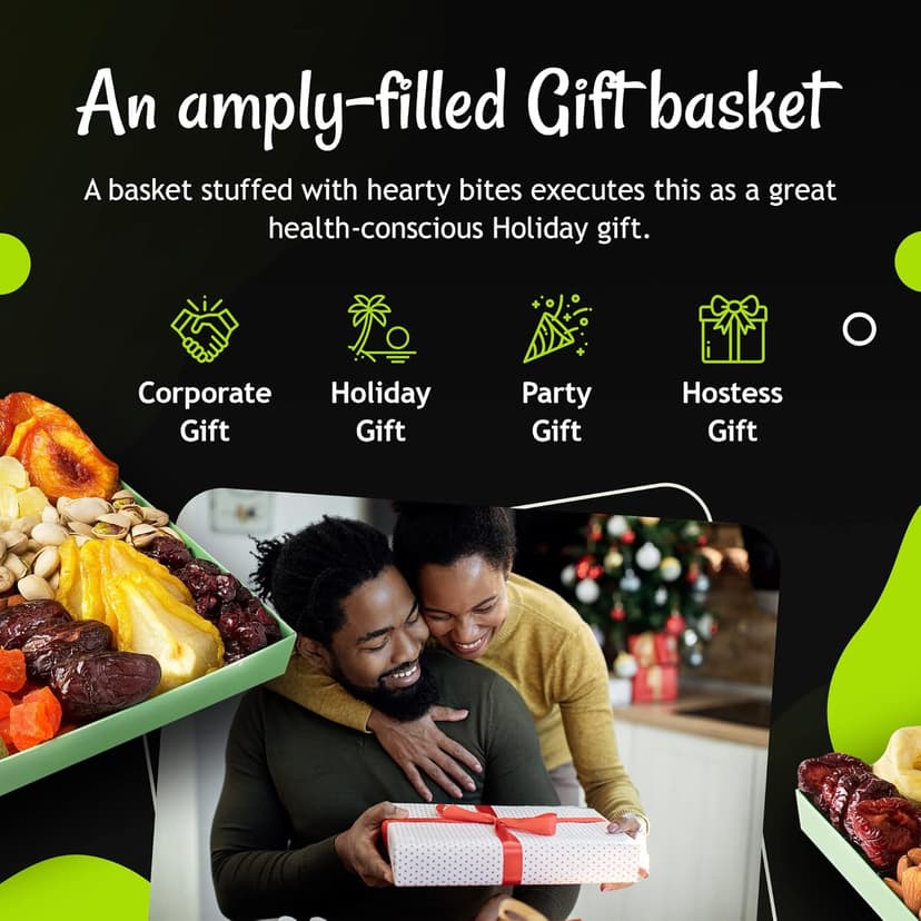 Oh! Nuts Dried Fruits and Nuts Gift Basket - Premium, Healthy Assortment of Nuts & Dried Fruits, Grown and Traditionally Crafted in the USA, Sealed Fresh in Individual Packs (Green box)