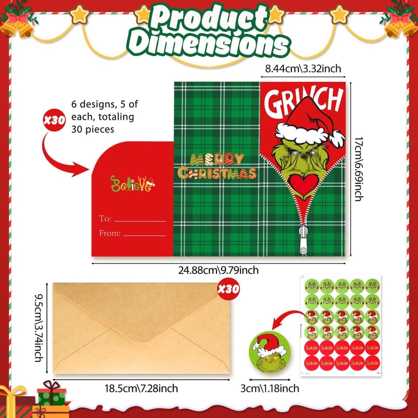 30 Christmas Money or Cards Holders with Envelopes，Unique Xmas Gift Box for Cash, Checks, or Gift Cards, Surprise Christmas Gifts for Colleagues, Friends, Classmates, and Family Members