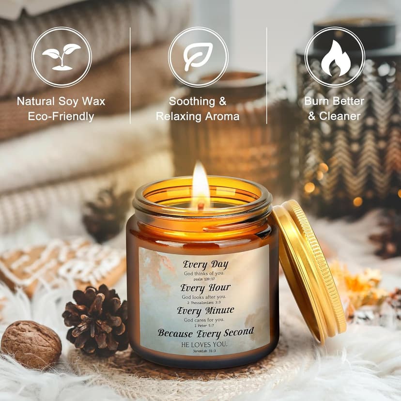 Christian Gifts for Women Faith Based Gift Inspirational Gifts for Women Birthday Unique Catholic Gift Bible Accessories Inclue Bible Verse Jar Butterfly Decorations Socks Glass Can Candles Tote Bag