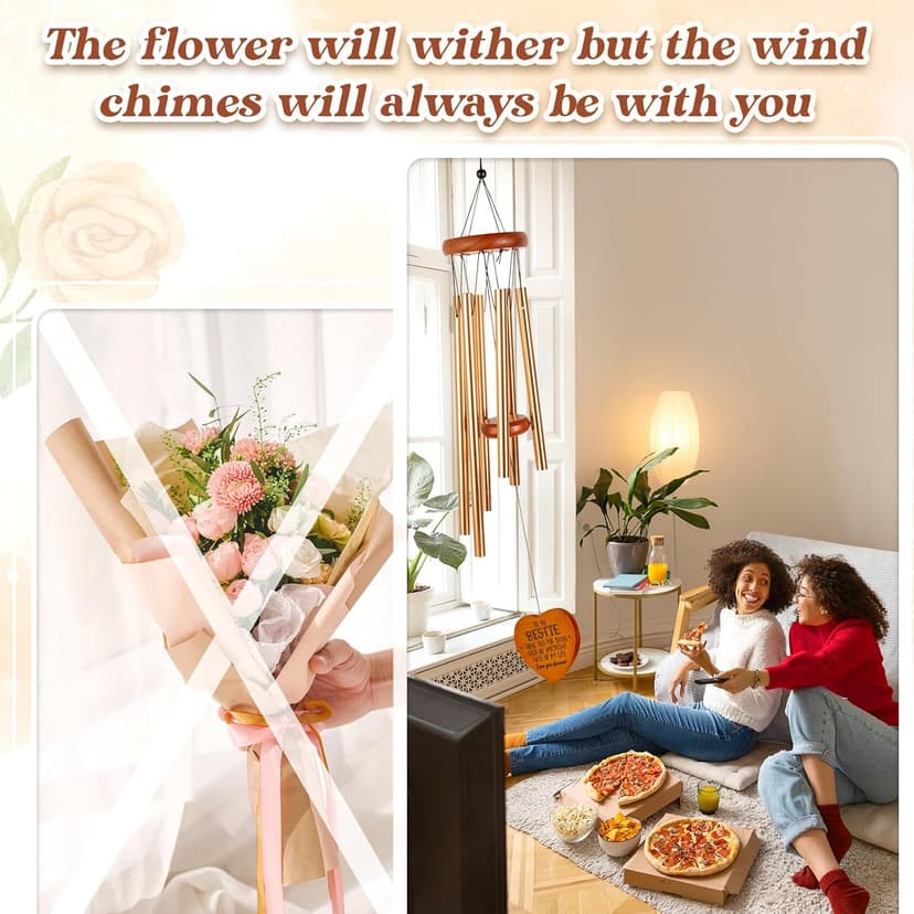 Bestie Gifts for Women, Best Friend Wind Chimes, Friendship Bestie Happy Birthday Gift for Women, Graduation Thanksgiving for Friends Female BFF