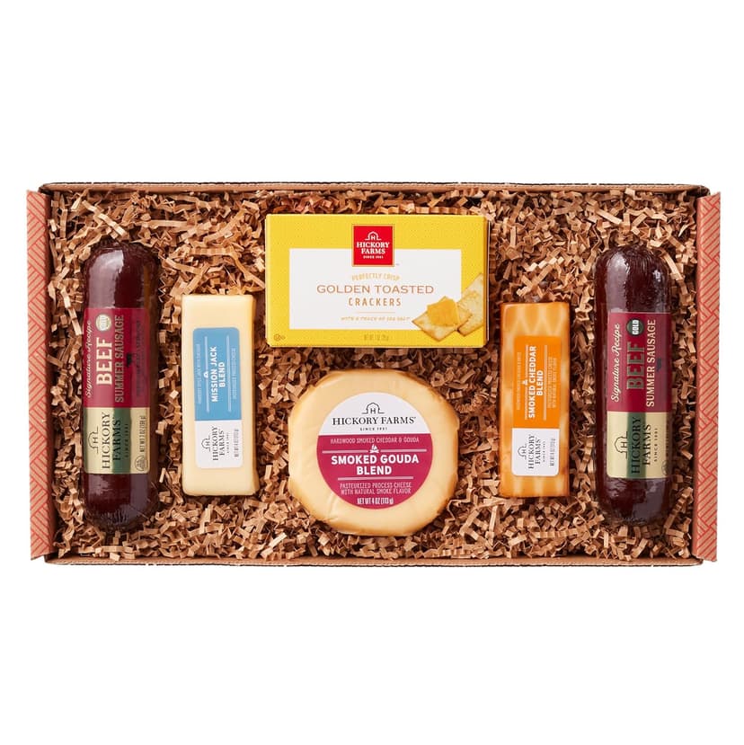 Hickory Farms Signature Beef Meat and Cheese Gift Basket (Medium) - Box Set | Charcuterie Board Food | Summer Sausage | Father's Day | Mother's Day | Easter | Christmas | Holiday | Housewarming | Gourmet | Sympathy | Care Package