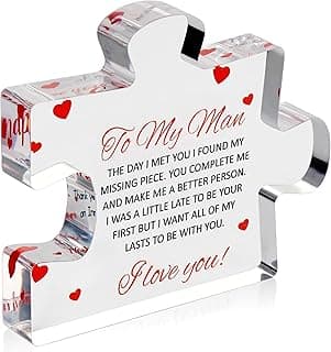 to My Man - Engraved Acrylic Block Puzzle 4.1 x 3.5 inch Gifts for Him for Husband - Fiance Birthday Gifts, Valentines Day Gift for Boyfriend - Cool Wedding Couple