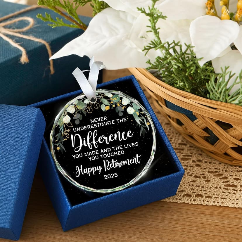HEXMOZ Retirement Gifts - Retirement Gifts for Women, Men 2025 - Retired Ornament 2025 - Retired Gift for Coworker, Boss, Employee, Teacher, Nurse, Woman, Man - Glass Christmas Ornament Keepsake
