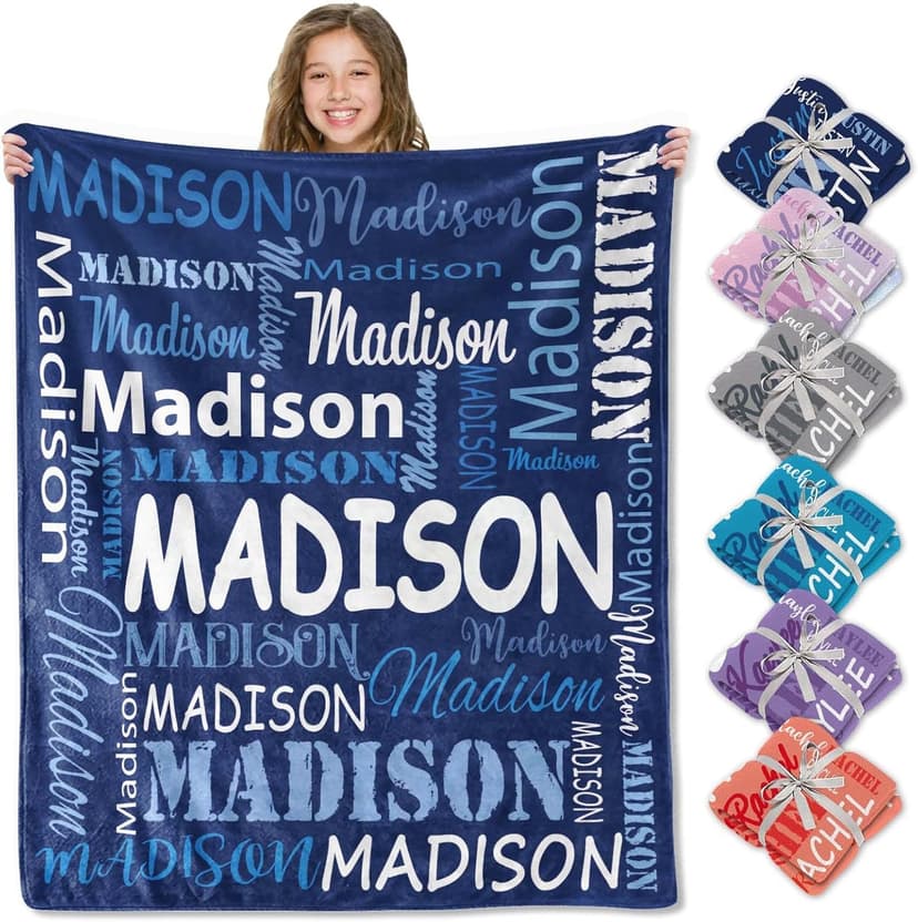 Ships Next Day, Personalized Blankets and Throws Custom Blanket with Name Customized Flannel Blanket for Kids Christmas Blanket Gifts for Teen Girls Boys