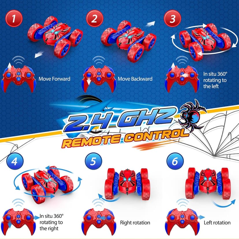 Remote Control Car,RC Cars Boys Toys for 3 4 5 6 7 8 9 10 11 12 Year Old Boy Double Sided 360°Flip 4WD Rechargeable Drift RC Race Car Birthday Gifts Christmas Basket Stuffers for Kids Age 3-12