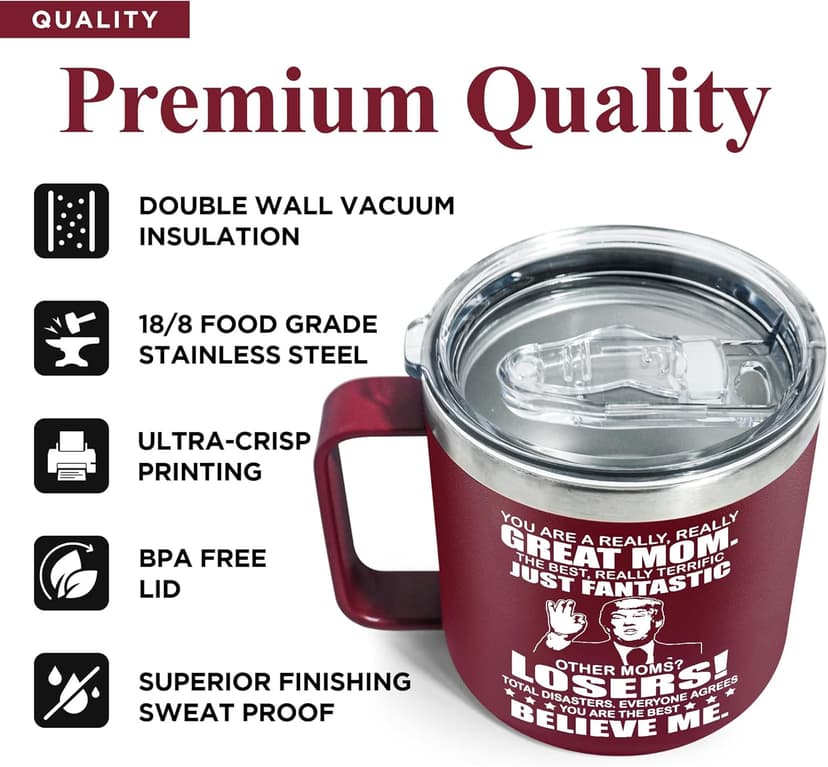 Gifts for Mom from Daughter, Son - Mothers Day Gifts for Mom, Wife, Women - Moms Birthday Gift Ideas, Cool Birthday gifts for Moms, Mothers - Best mom Mug, 14 Oz Stainless Steel moms Coffee Mug