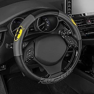 BDK Warner Bros DC Comics Batman Steering Wheel Cover - Ergonomic Grip, Universal Size 14.5-15.5 in, Protects and Insulates Your Wheel, Car Accessories for Car, Truck, Van, SUV