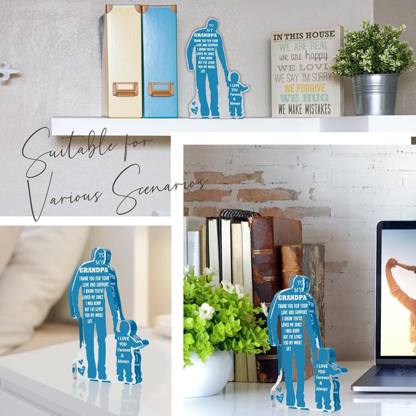 Grandpa Gift from Grandson Christmas Gifts for Granddad, Grandfather Birthday Gifts Idea from Grandson Best Grandpa Ever Gifts to My Grandpa Father's Day Gifts Acrylic Plaque Sign 5.1x3.2in