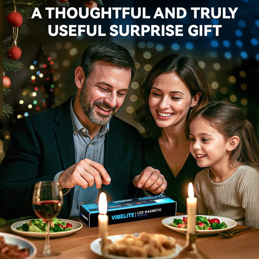 VIBELITE Extendable Magnetic Flashlight with Telescoping Magnet Pickup Tool-Cool Gadget Birthday for Men, Dad, Husband, Him, Father, Mechanic,Tech, Handyman, Boyfriend, Women, Black