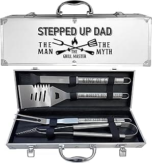 Step Dad Gifts, Fathers Day Step Dad Gifts from Step Daughter Heavy Duty Grilling Accessories Kit for Backyard BBQ, Thick Stainless Steel Grill Utensils with Non-Slip Handle Tool Grilling Gift for Man