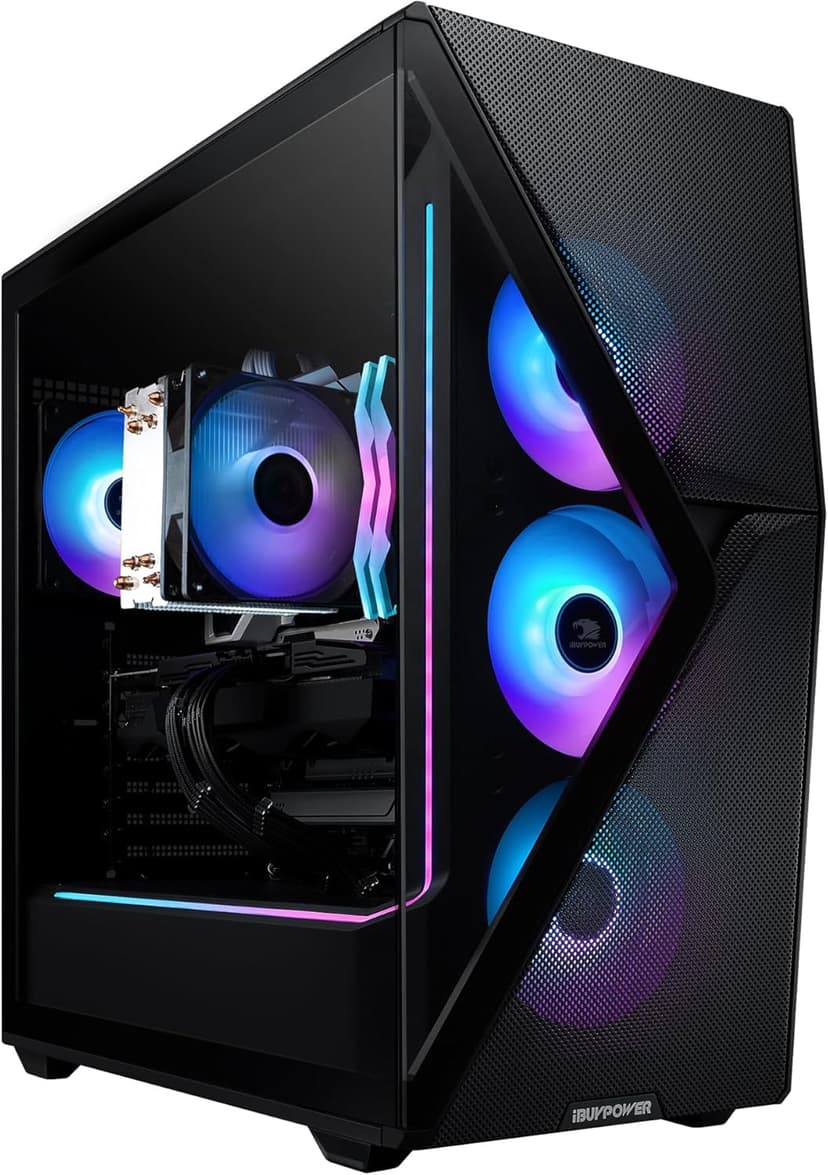 iBUYPOWER Slate MESH Gaming PC Desktop Computer Intel Core i7 14700F CPU, NVIDIA GeForce RTX 5070 12GB GPU, 32GB DDR5 RGB 5200MHz RAM, 1TB NVMe SSD, Windows 11 Home, Keyboard and Mouse - SMI7N5701